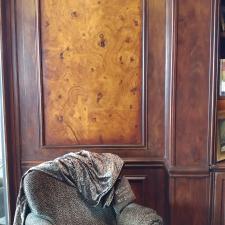 Faux burl and wood grained panels and mahogany wood grained and chair